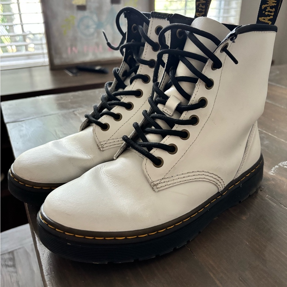 Only worn once. White Doc Martens